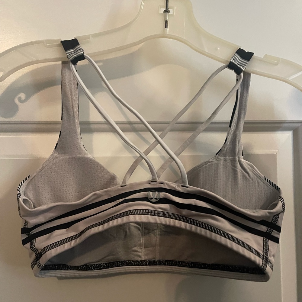 Lululemon black & white stripe Sports Bra